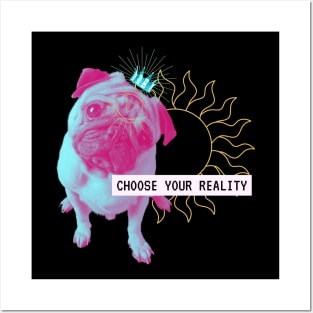 Pug Reality Dog Vaporwave Party Techno Glitch Fun Posters and Art